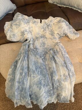 Rowie the Label Blue Floral Ruffle Maxi Dress